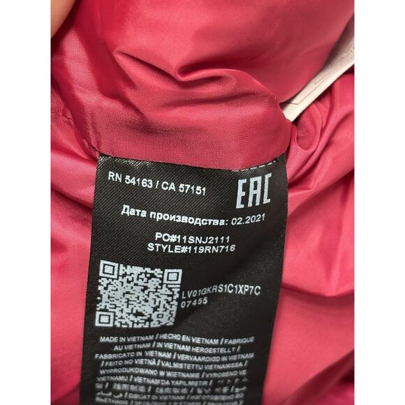 Guess Puffer Jacket Womens XL Magenta Pink Hooded Quilted Zip Pockets 119RN716 - Picture 10 of 12